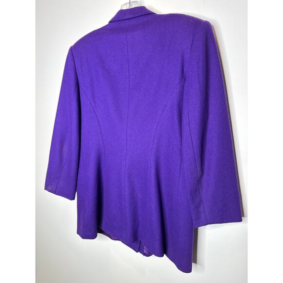 Vintage Oleg Cassini Purple Double Breasted Blazer Gold Buttons 80s 90s medium - Picture 8 of 12